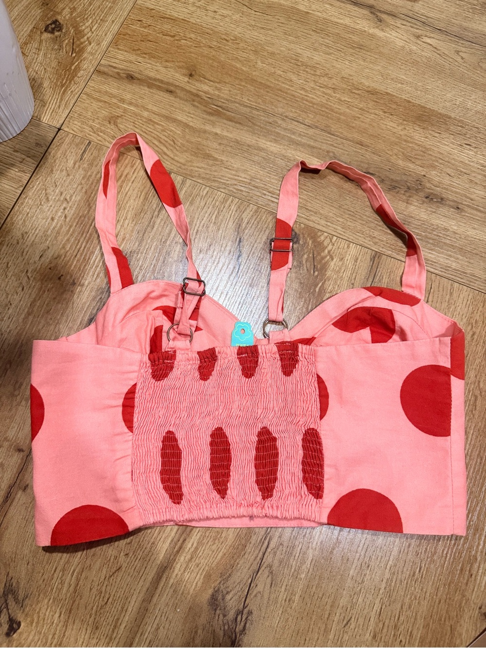FARM Rio Pink Crop Top with Red Polka Dots - Picture 2 of 3